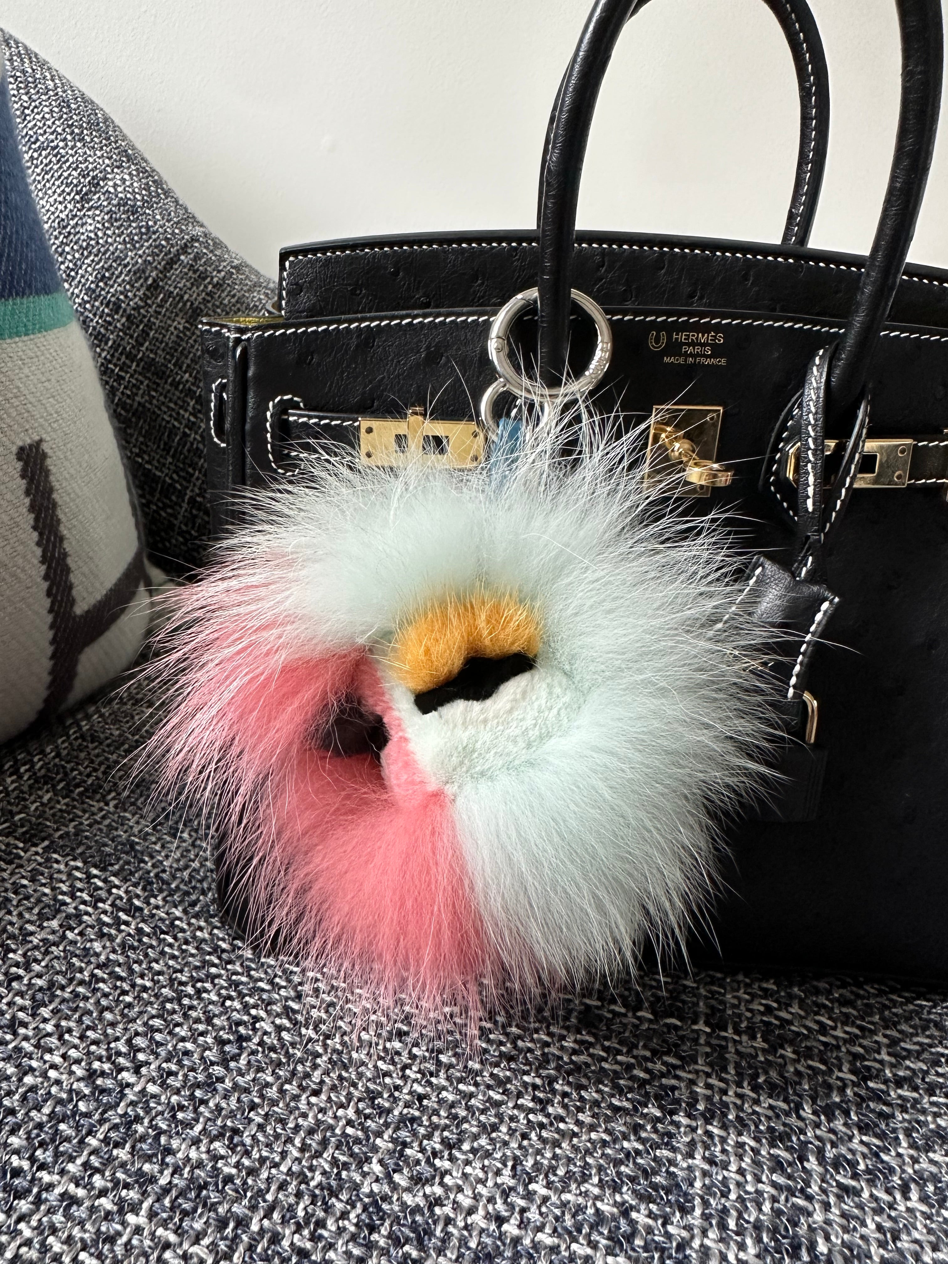 Fendi Small Monster Bag Charm Split Color Pink Mint Blue