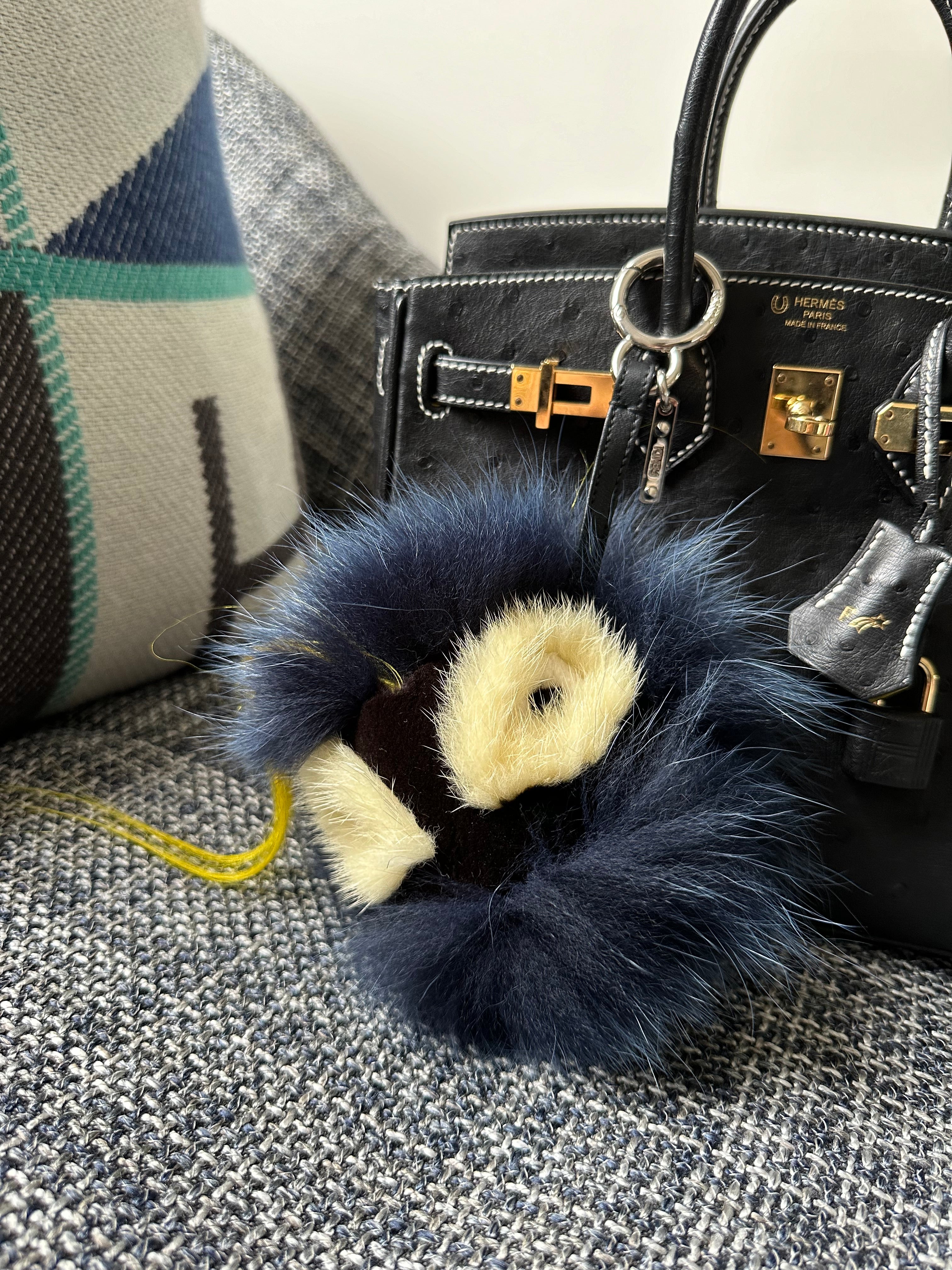 Fendi Monster Bag Charm Navy Yellow Black