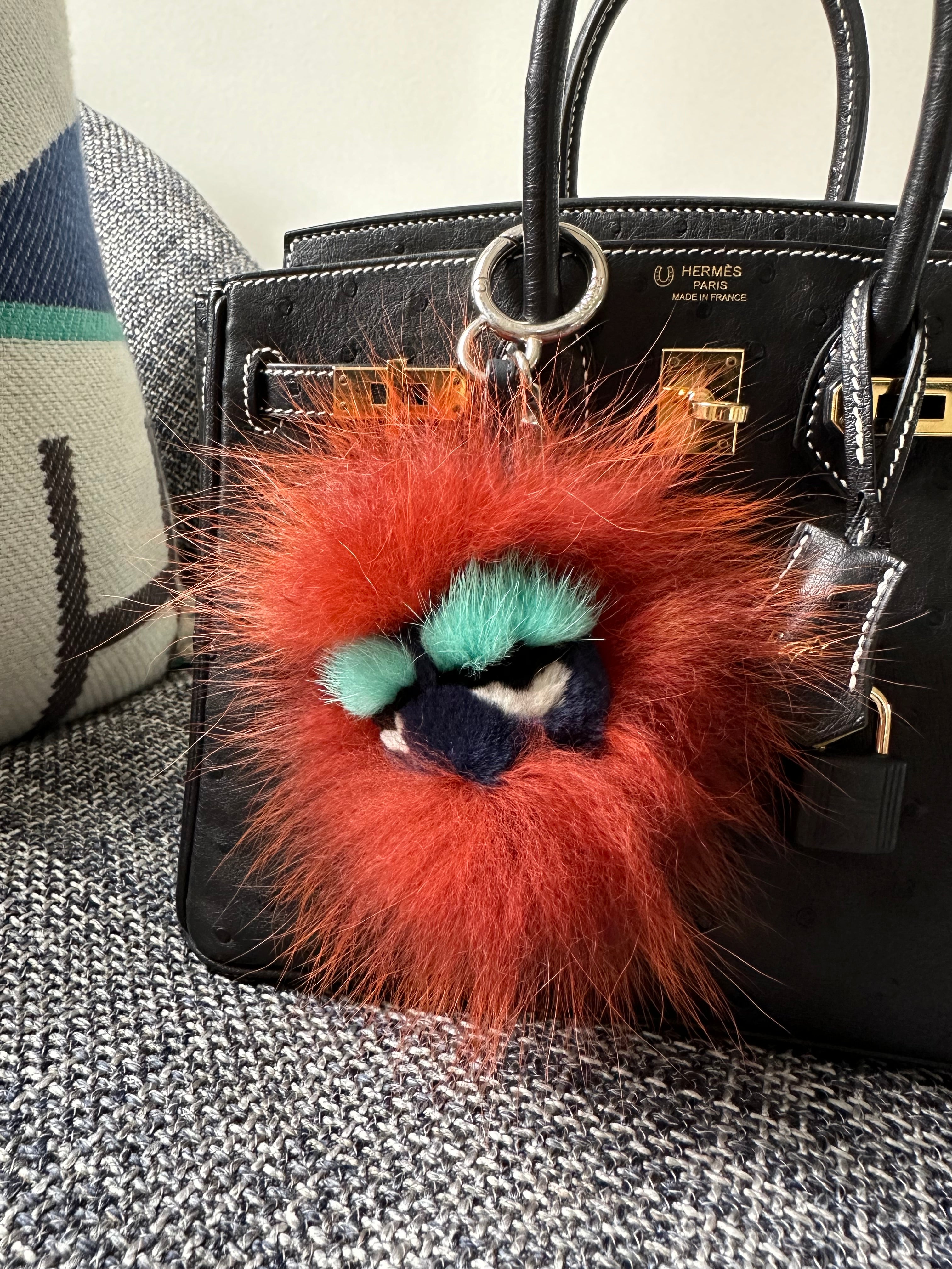 Fendi Small Monster Bag Charm Dark Red Navy Teal