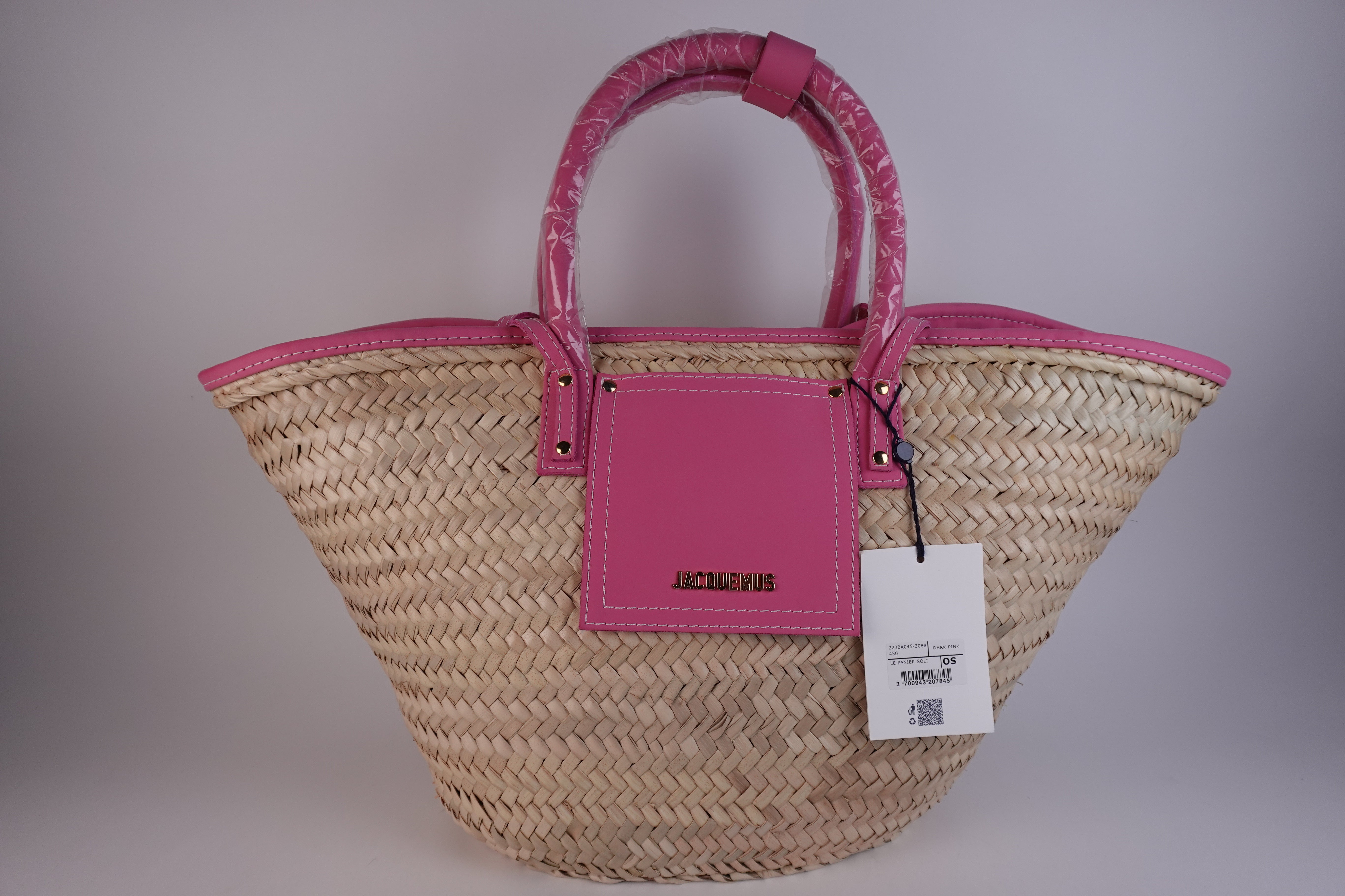 Jacquemus Le Paniere Soli Straw Tote Pink