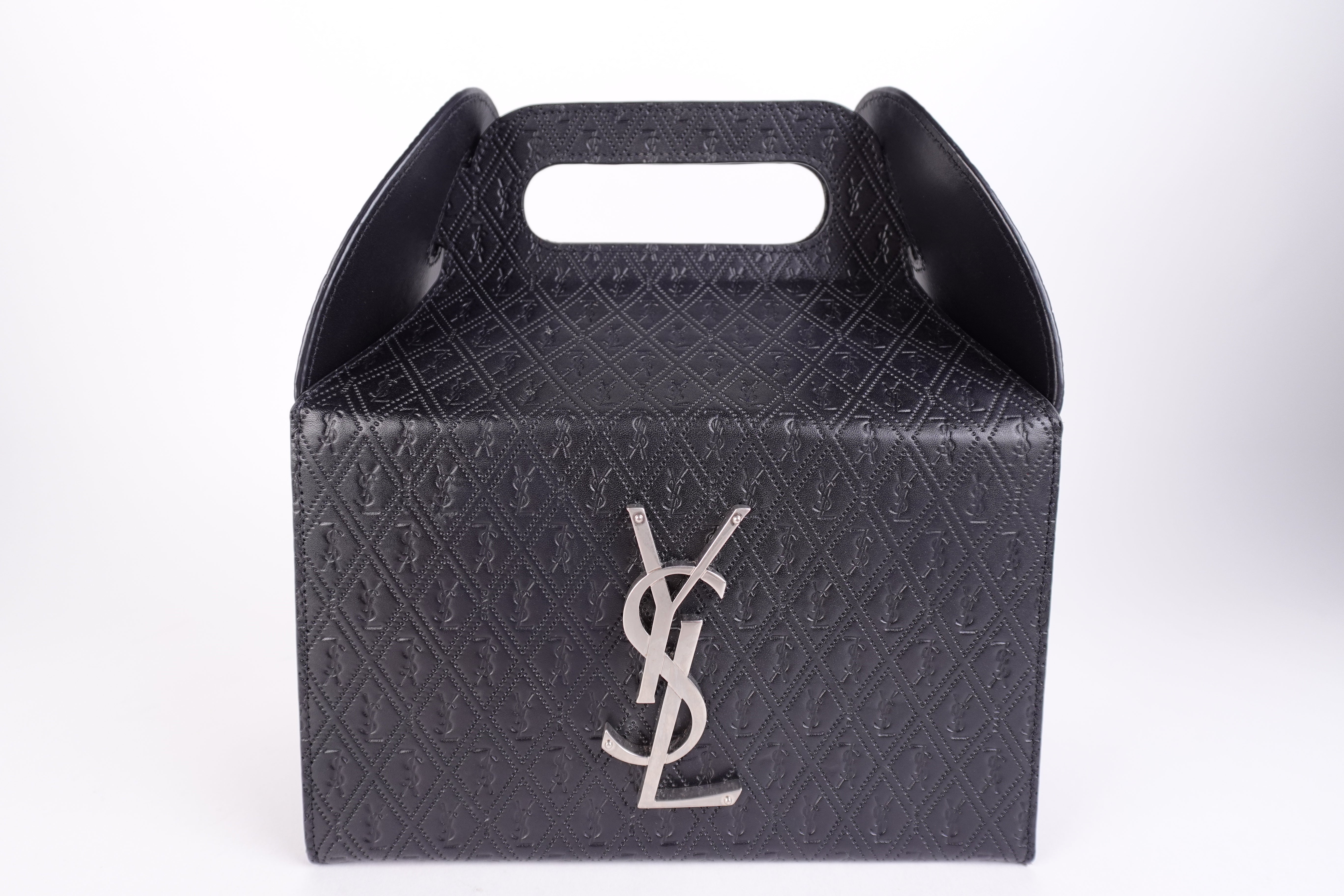 Saint Laurent Calfskin Monogram Take Away Box Black