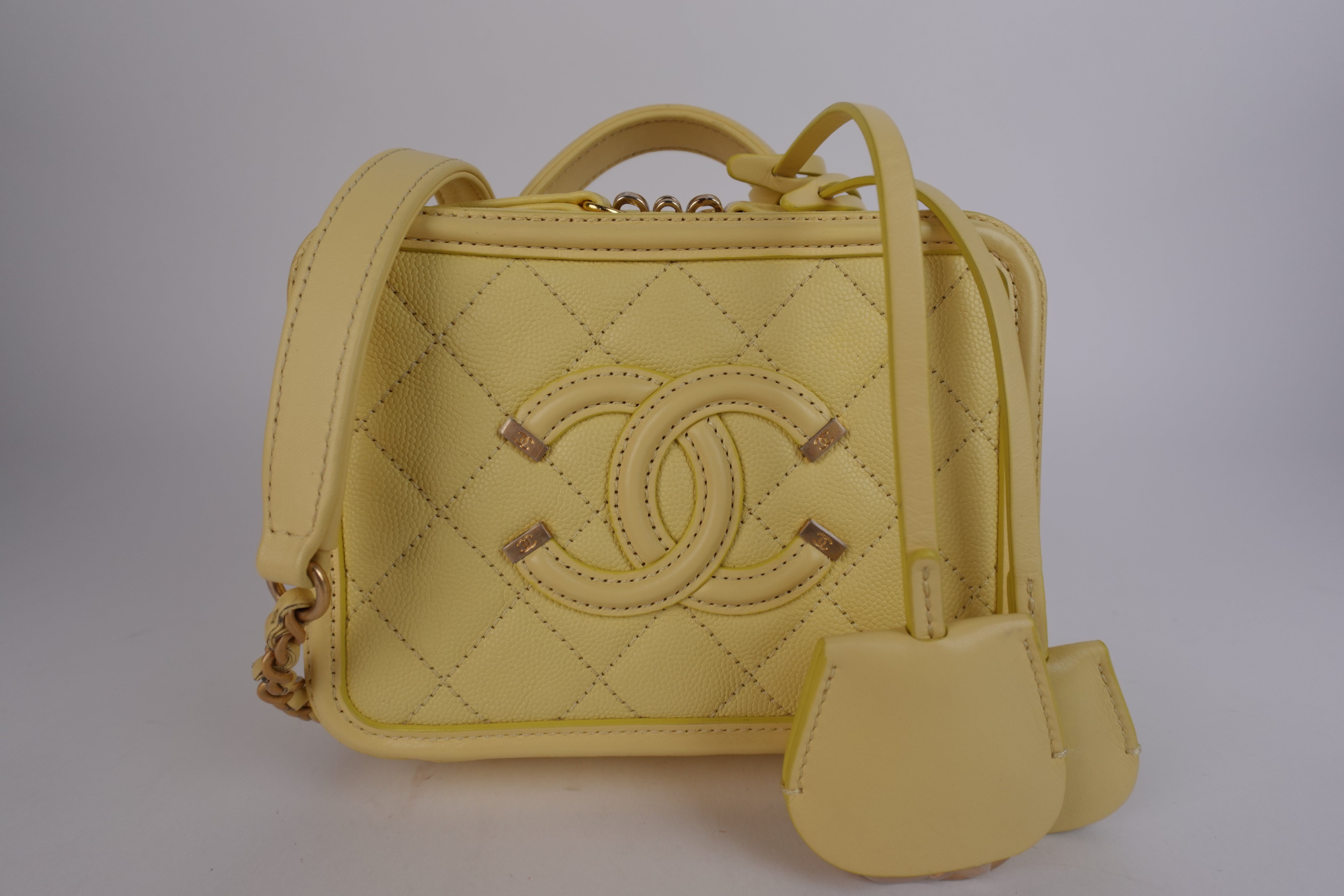 Chanel Caviar Quilted Small Filigree Vanity Yellow