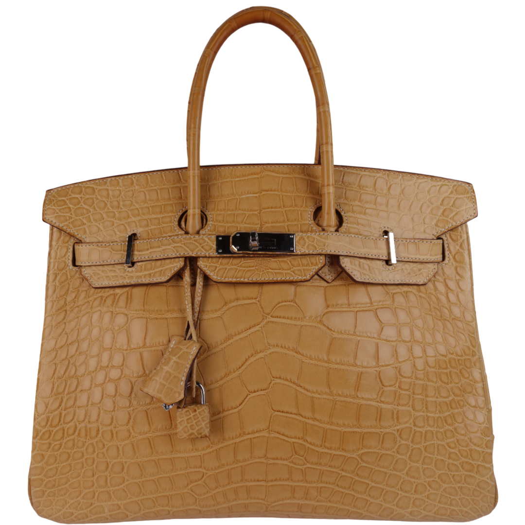 Hermes Matte Alligator Mississippiensis Birkin 35 Paille PHW