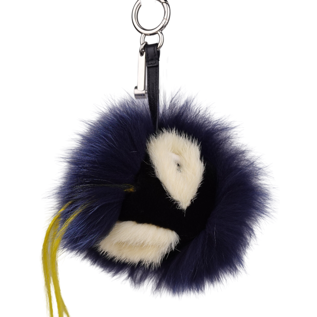 Fendi Monster Bag Charm Navy Yellow Black