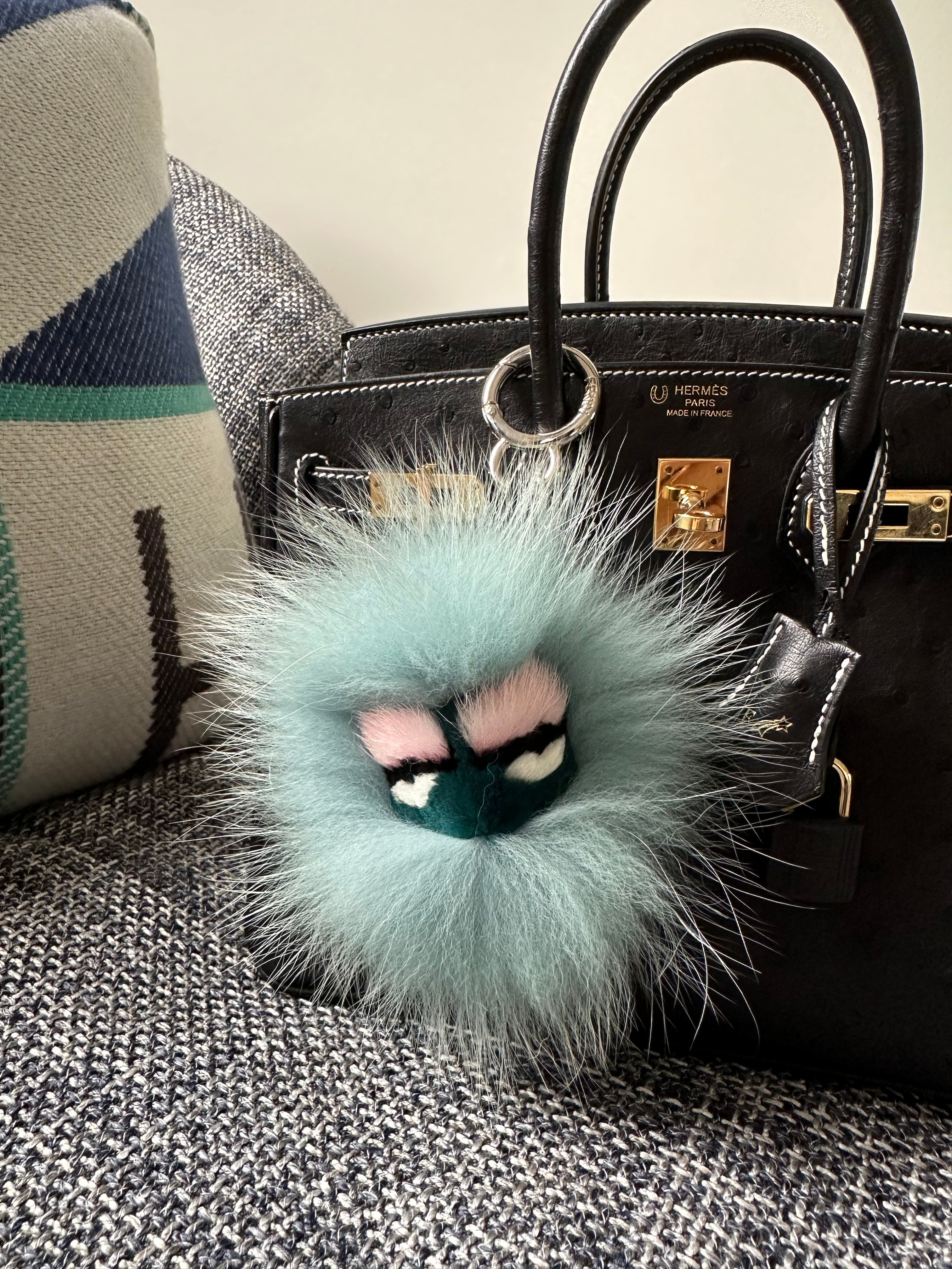 Fendi Small Monster Bag Charm Light Blue Dark Green Pink